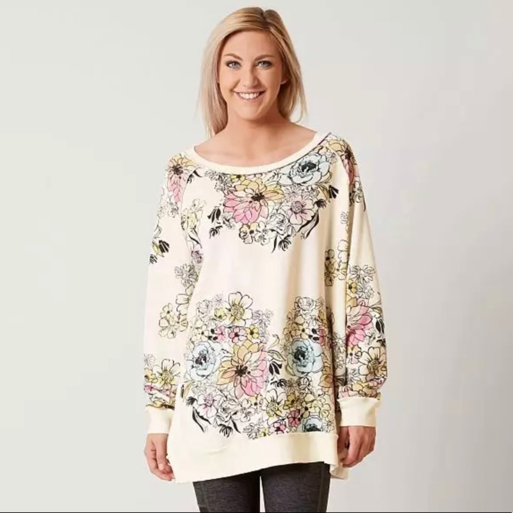 Free People Go On loose fitting raglan sleeve cotton sweatshirt